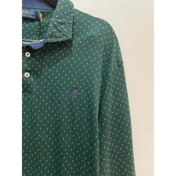 Polo Ralph Lauren Polo Shirt XXL All Over Print RL Green Preppy Golf Old Money - Picture 2 of 7